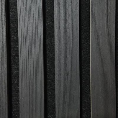 Black Color Acoustic Wood Slat Panels Polyester Fiber MDF For Hotel Decor